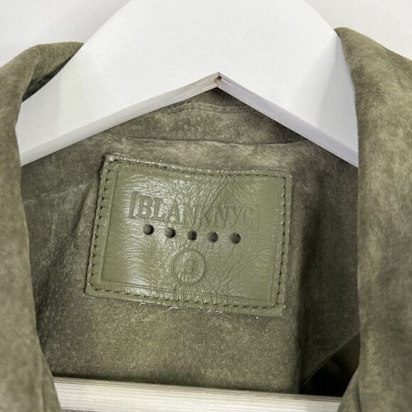 BlankNYC Backhanded Olive Green Suede Leather Moto Jacket - Picture 4 of 5
